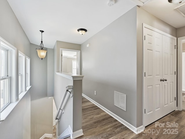 corridor featuring dark hardwood / wood-style floors