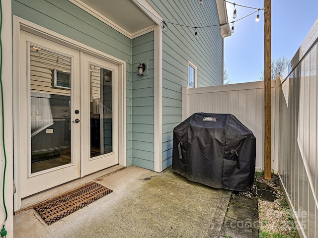 doorway to property featuring french doors