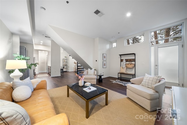 living room with wood-type flooring