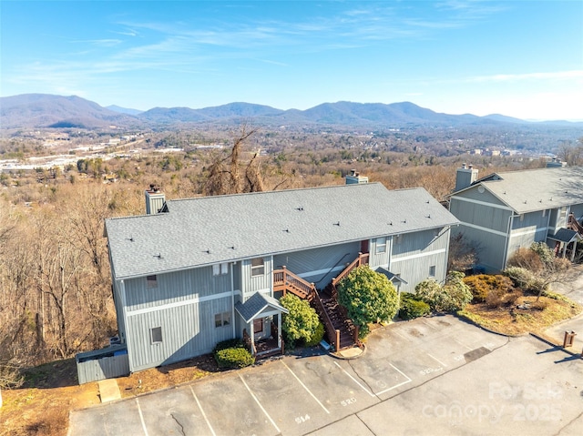 aerial view with a mountain view