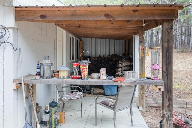 view of patio featuring an outdoor bar