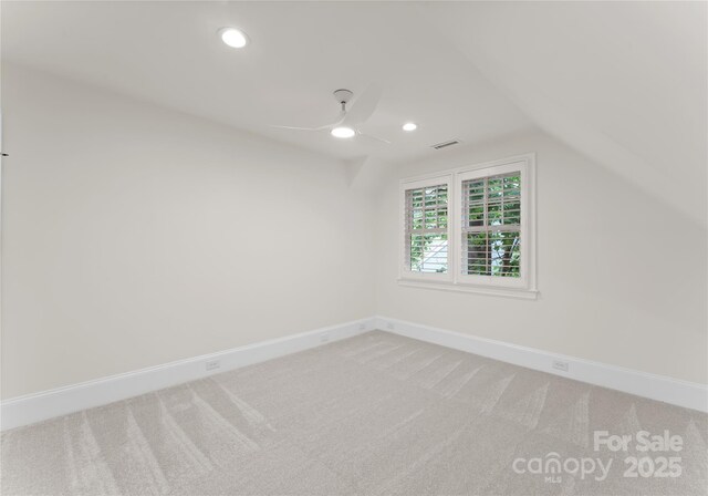 2809 Glendale Rd, Charlotte, NC 28209 - bonus room featuring carpet flooring, recessed lighting, baseboards, a ceiling fan, and lofted ceiling