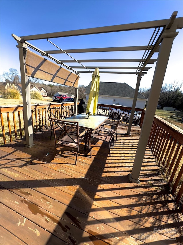 wooden terrace featuring a pergola