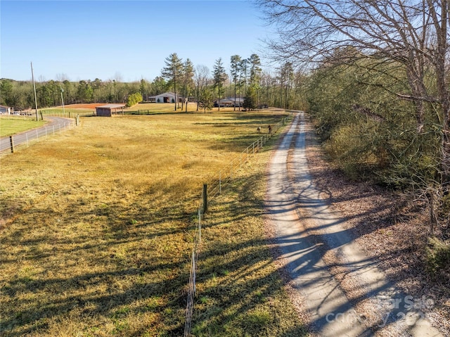 view of street with a rural view