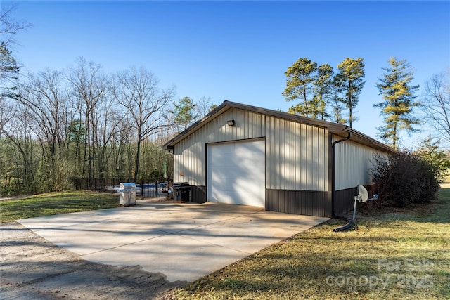 garage with a yard