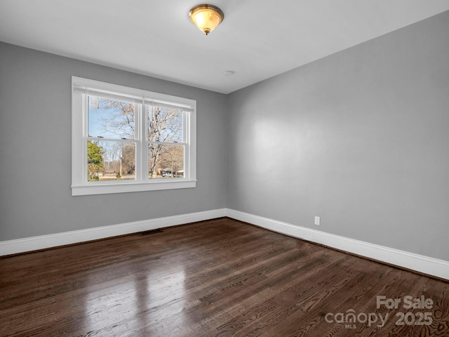 empty room featuring dark hardwood / wood-style floors