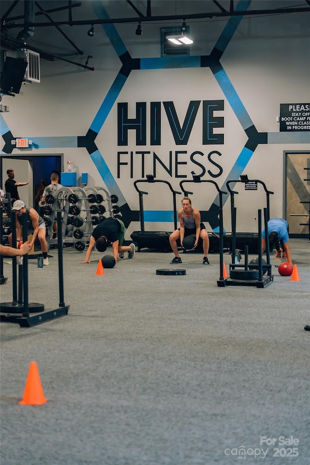 exercise room with visible vents