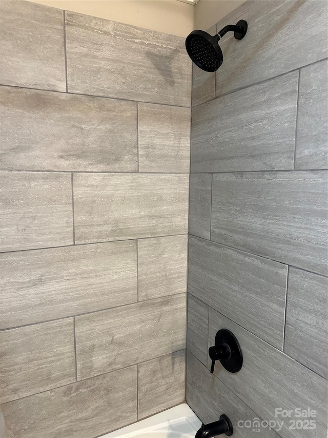 room details with tiled shower / bath