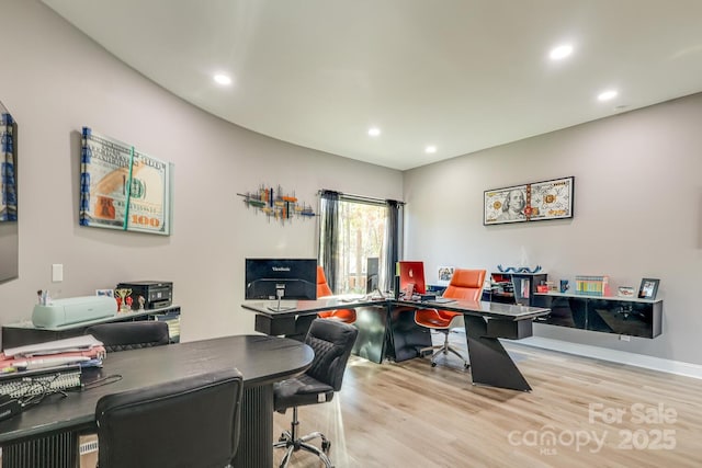 office space featuring light hardwood / wood-style flooring