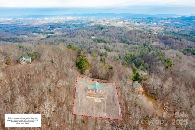 bird's eye view with a mountain view