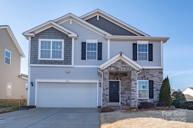 craftsman-style home with a garage