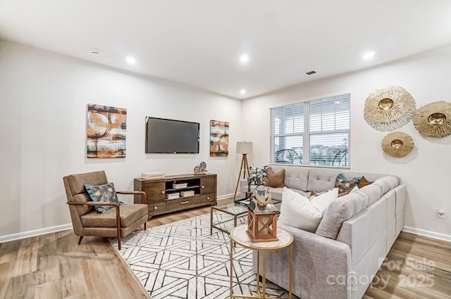 living room featuring light hardwood / wood-style floors