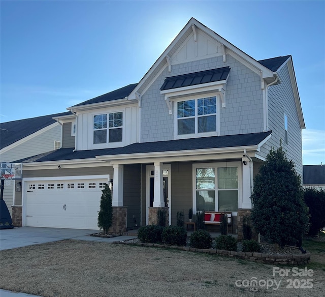 craftsman house featuring a garage and a porch