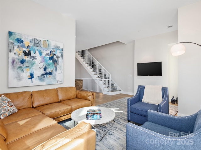 living room featuring hardwood / wood-style floors