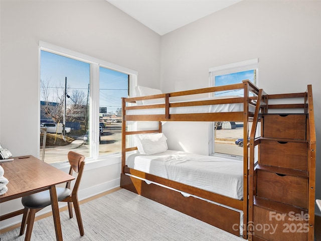 bedroom with light wood-type flooring