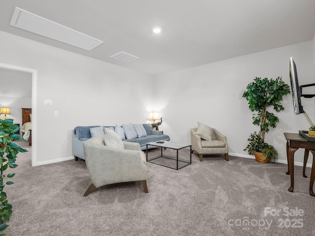 living room featuring carpet