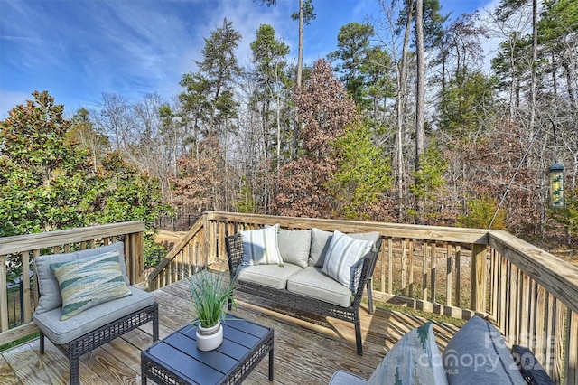 deck featuring an outdoor living space