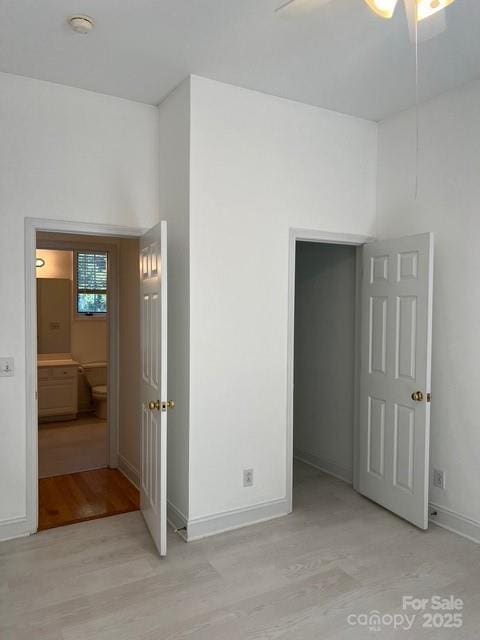 unfurnished bedroom with light hardwood / wood-style floors