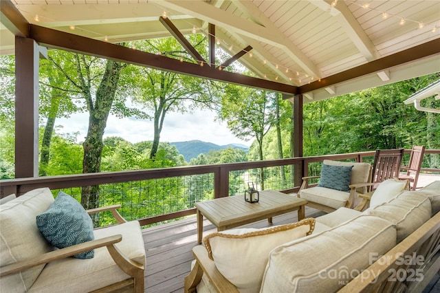 423 Grouse Thicket Rd Unit 238, Mars Hill, NC 28754 - deck with an outdoor hangout area and a mountain view