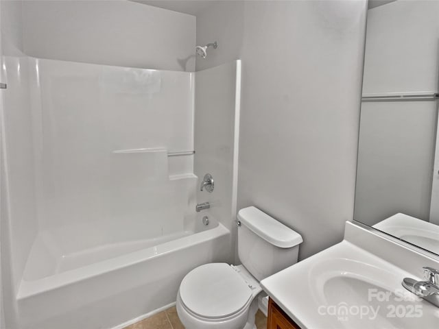 full bathroom featuring vanity, toilet, and bathing tub / shower combination