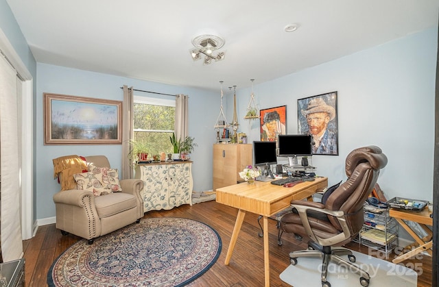 home office featuring wood finished floors