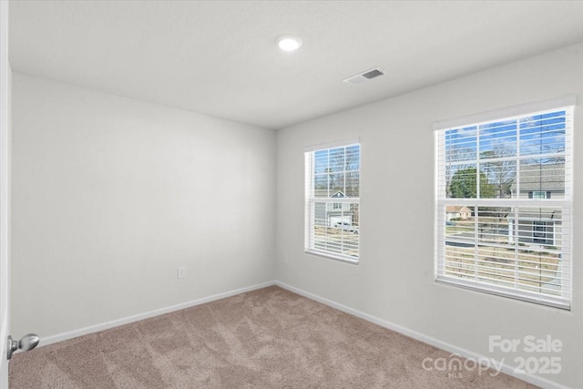 empty room featuring light colored carpet and a healthy amount of sunlight