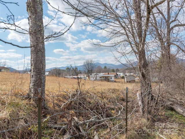 view of yard with a mountain view