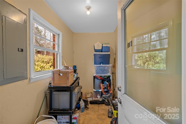 storage room featuring electric panel