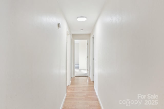 hallway with light hardwood / wood-style flooring