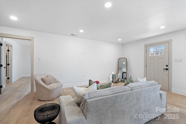 living room with light wood-type flooring