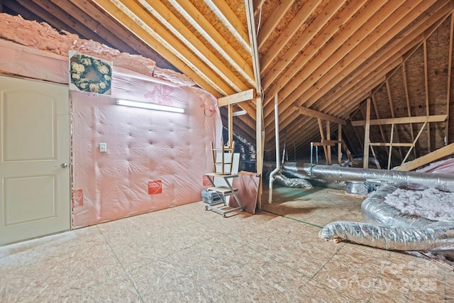 view of unfinished attic