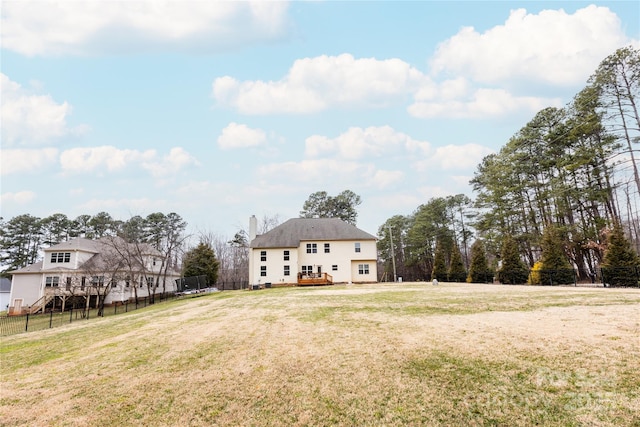 view of yard with a wooden deck