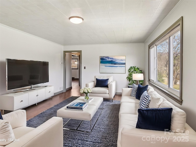 living room with wood finished floors