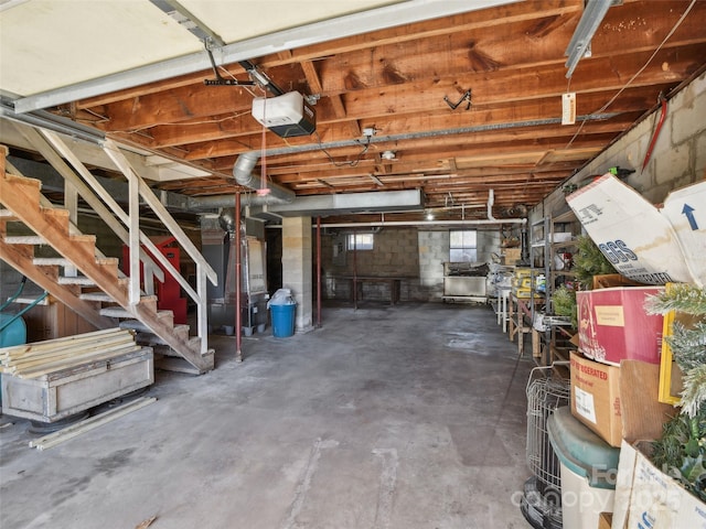 basement with stairs