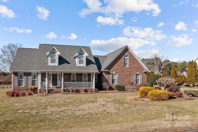 view of front of home with a front lawn and a porch