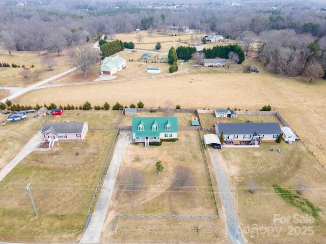 aerial view with a rural view