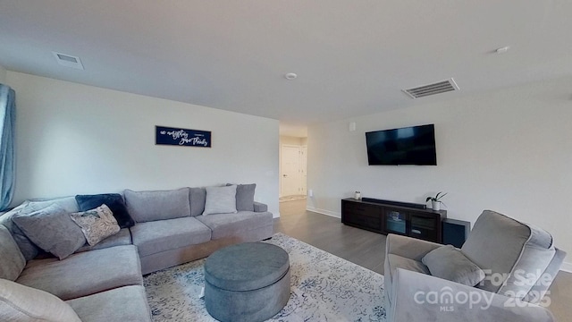 living room with hardwood / wood-style flooring