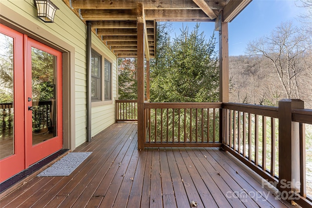 deck featuring french doors