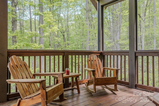 142 Allspice Ct, Tuckasegee, NC 28783 - wooden terrace with a view of trees