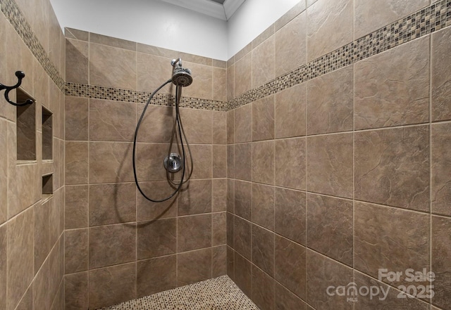 bathroom featuring a tile shower