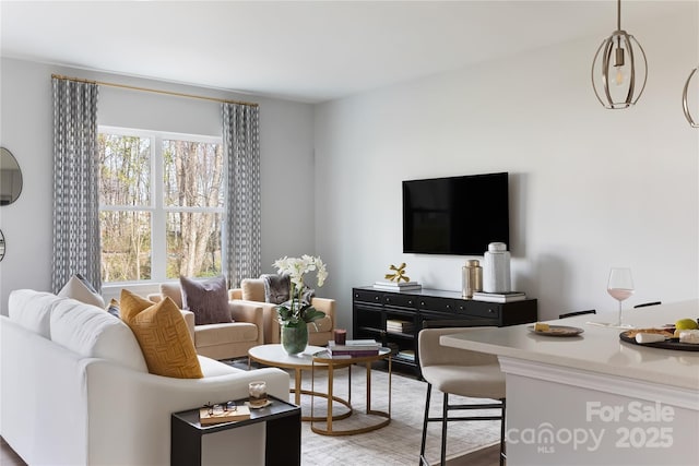 living room featuring light wood finished floors