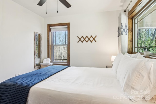 bedroom featuring ceiling fan