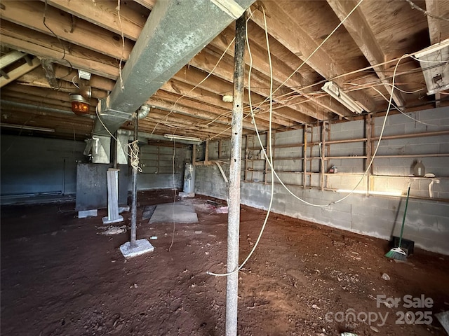 basement with water heater