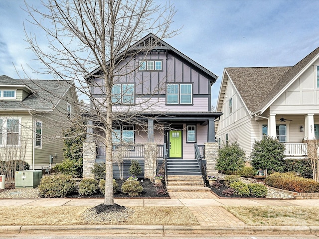 craftsman inspired home with a porch