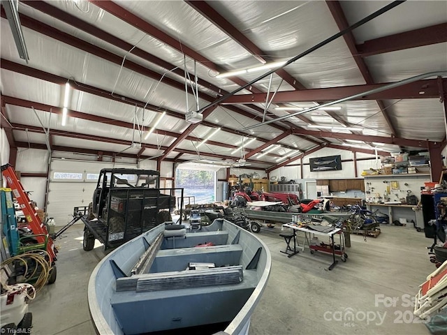 garage featuring a workshop area