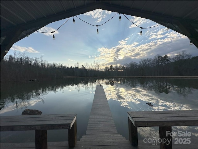 view of dock featuring a water view