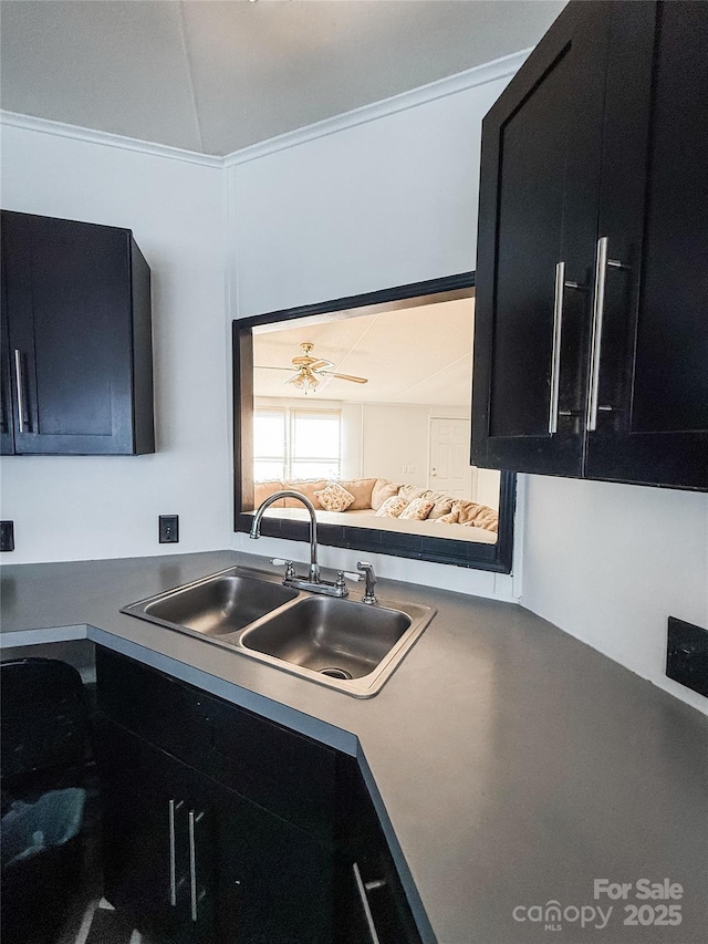 kitchen with sink and ceiling fan