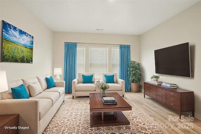 living room featuring light hardwood / wood-style flooring