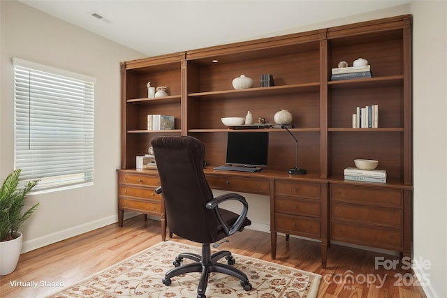 office featuring hardwood / wood-style flooring