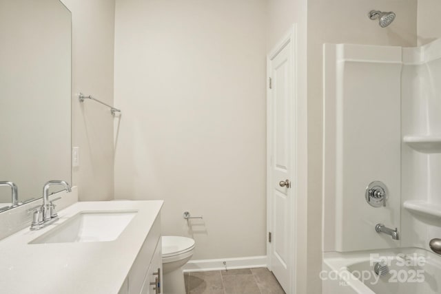 full bathroom with vanity, toilet, and shower / bath combination